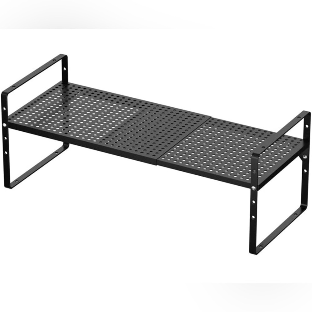 Expandable Cabinet Storage Shelf Organizer Rack, Heavy Duty Steel Adjustable